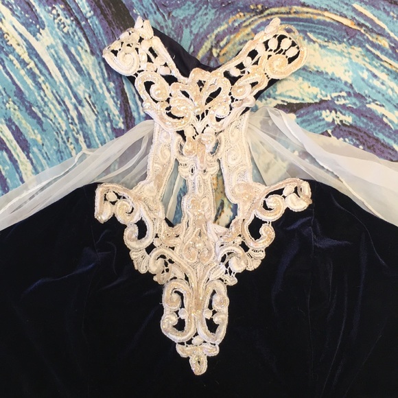 SOLD Vintage Velvet Blue Stunning 90s Retro Side - Picture 4 of 8